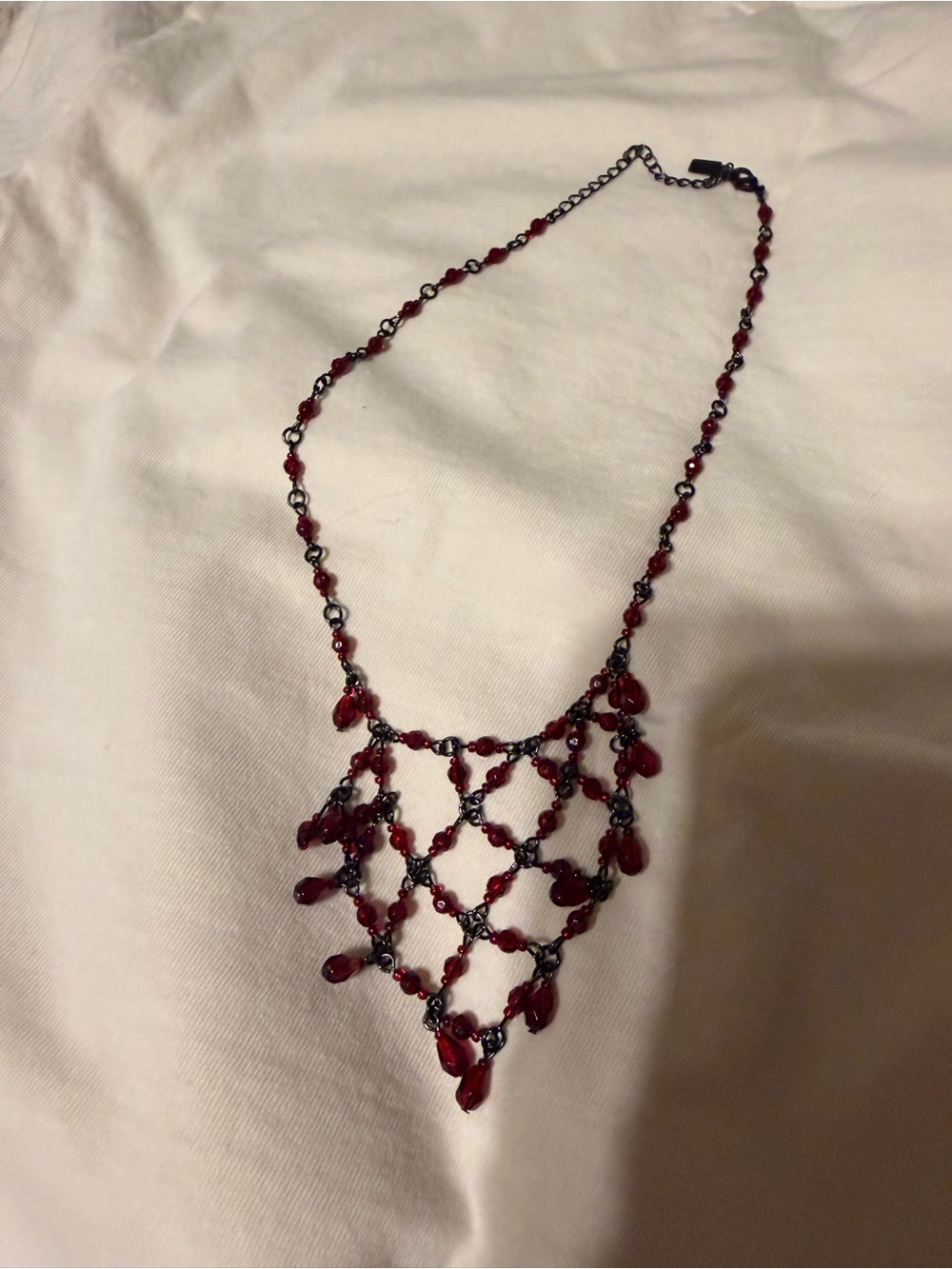 Ceramica Gatti 1928 Garnet Red Lattice Beaded Necklace